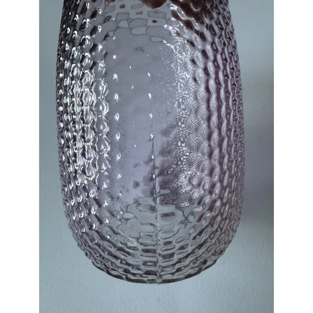 Vintage Glass Honeycomb Vase Purple MCM 6 x 4